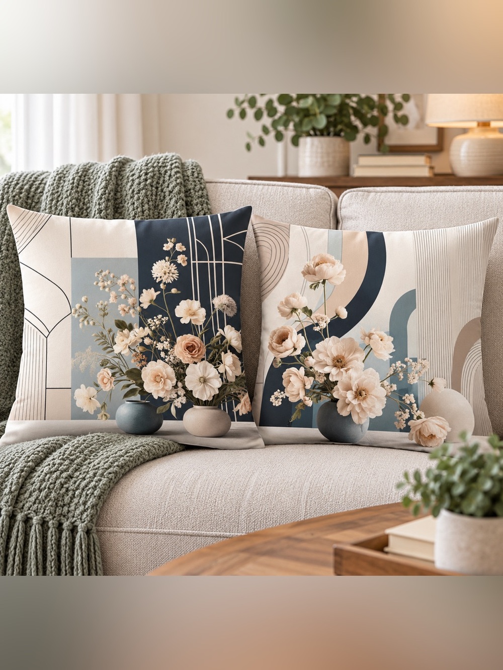 Floral Print Decorative Pillow Cover
